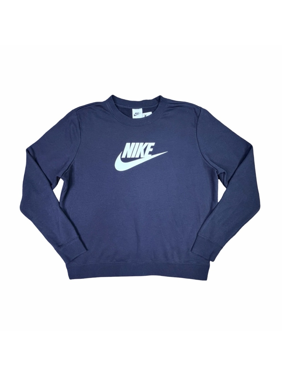 Nike Club Fleece Graphic Long Sleeve Crew Neck Sweatshirt - Size Large - Black